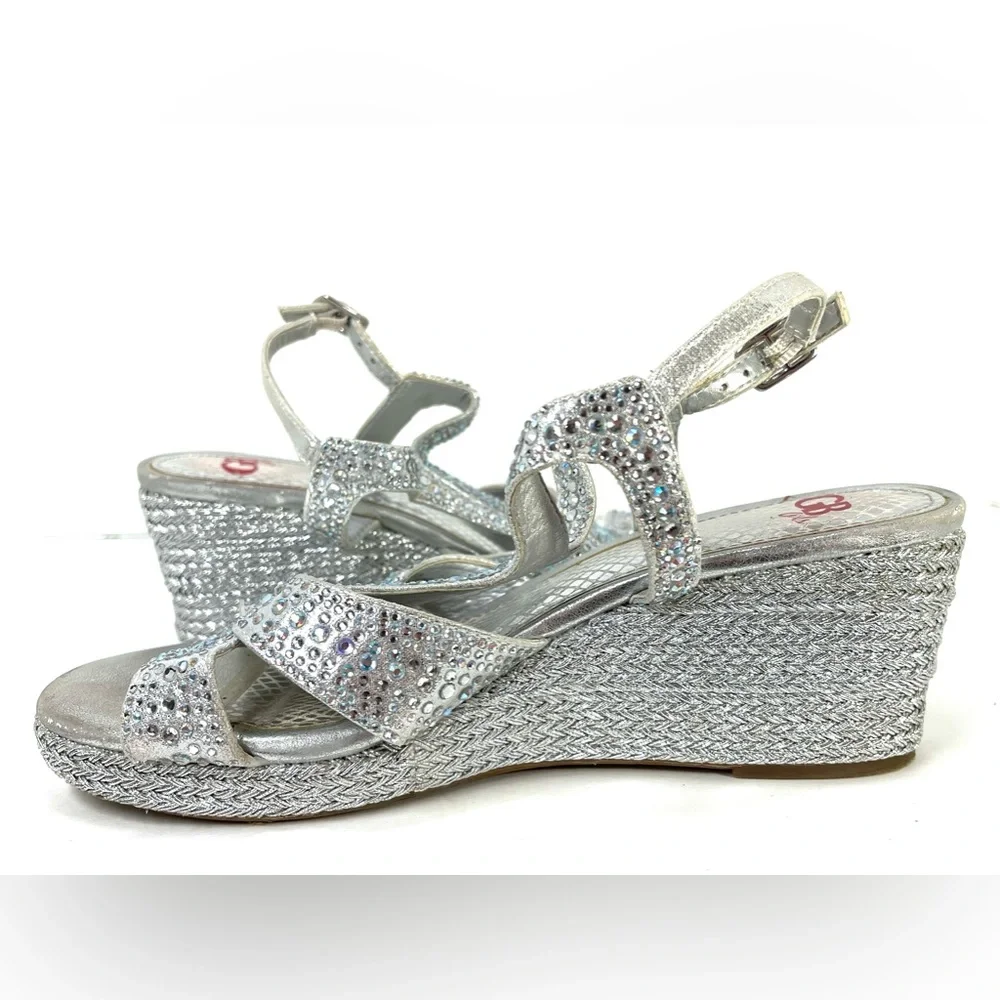 Gianni Bini‎ GB Girls Silver Jeweled Sandals Size 4M